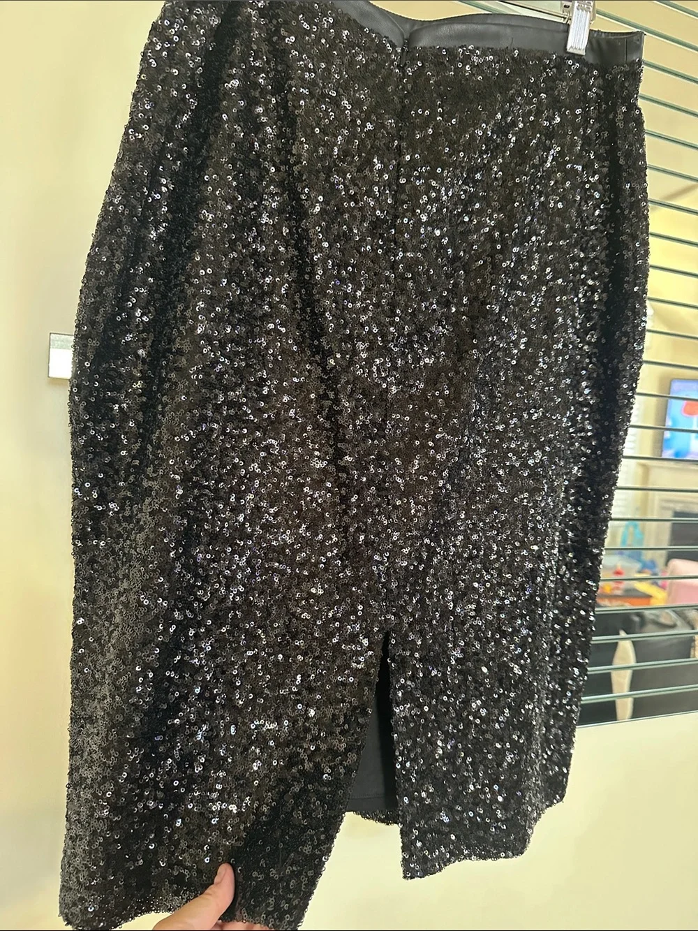 Express Black Sequin Pencil Skirt